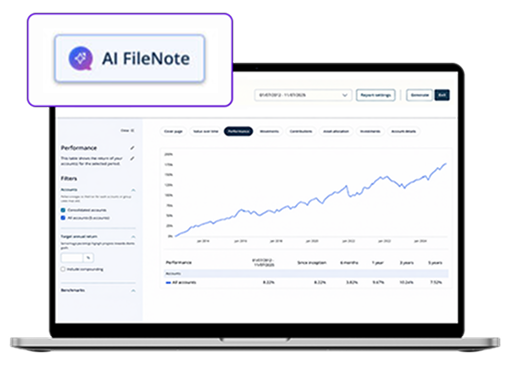Wealth projection modelling tool screenshot