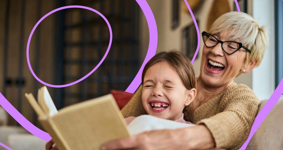 Older woman reading to child