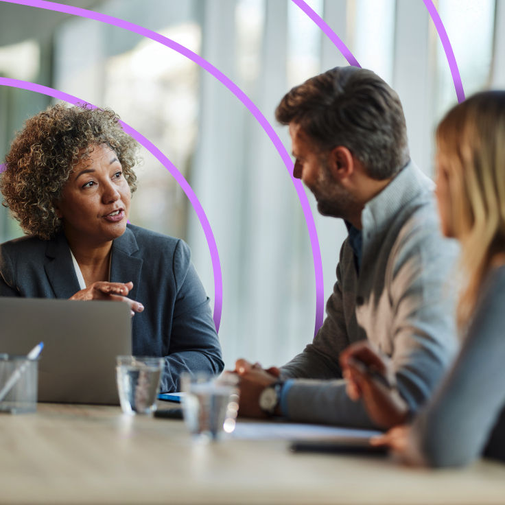 Couple having discussion with an advisor